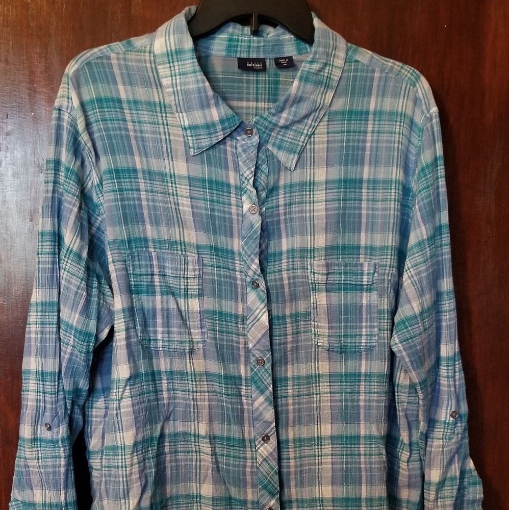 Linen Plaid Button Down Shirt